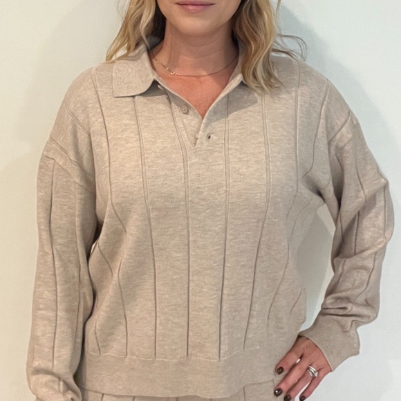 Sweaters - Beige Collared Sweater